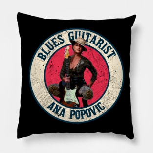 Retro Style Fan Art Design Ana Popovic // blues guitarist Pillow