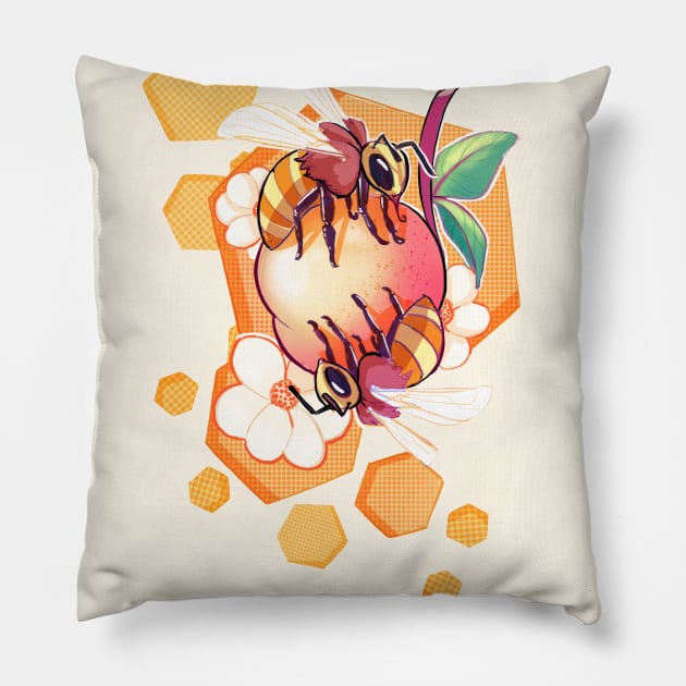 Bees & Apricot Pillow by AshenShop