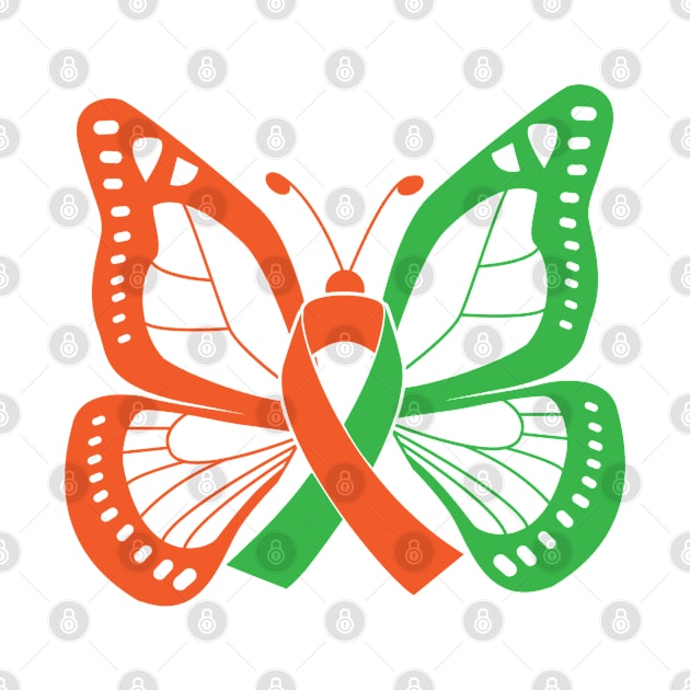 Orange and Green Butterfly Awareness Ribbon by FanaticTee