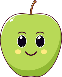 Cute Kawaii Green Apple, Cartoon Ripe Fruit Magnet