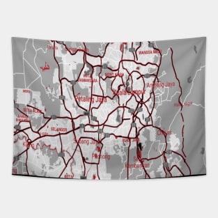 Kuala Lumpur red/grey map Tapestry