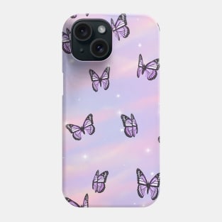 Purple Butterflies Kawaii Sunset Sky Clouds Phone Case