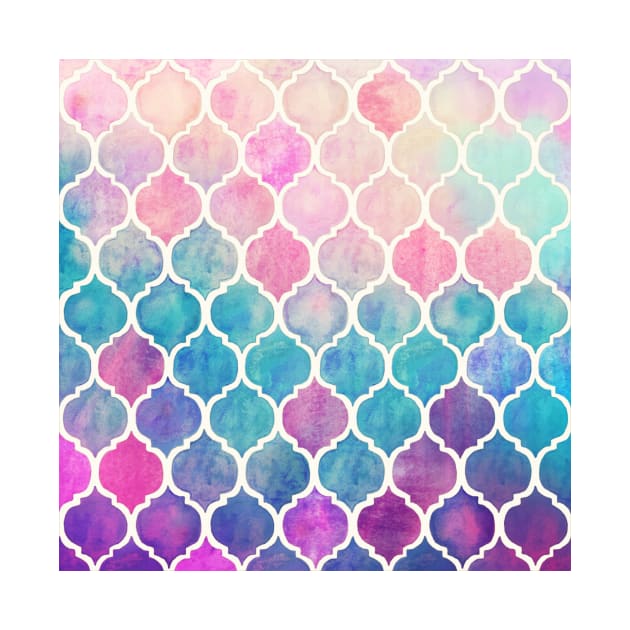 Rainbow Pastel Watercolor Moroccan Pattern by micklyn