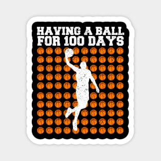 Retro 100th Day Of School, Basketball 100th Day Balls Magnet