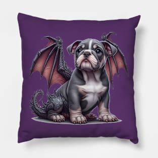 Cute English Bulldog Dragon Pillow