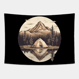 Retro Camping at a Lake Tapestry