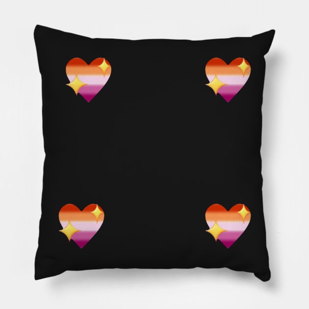 lesbian sparkle heart emoji patterns (apple) Pillow by goblinbabe