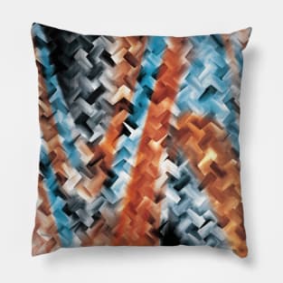 Burnt Orange And Blue Abstract Art Pillow