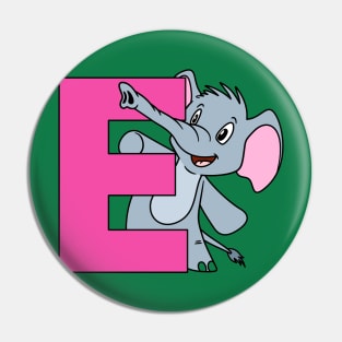 Letter E with Elephant Pin