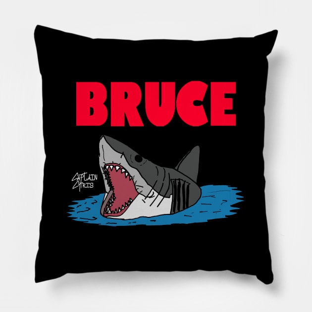 Bruce from Jaws for dark shirts Pillow by CaptainChrisArt