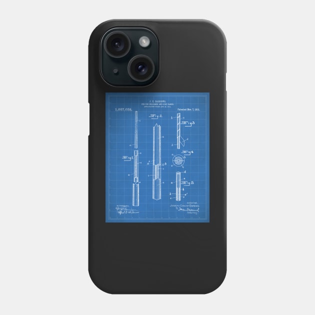 Pool Cue Patent - 9 Ball Art - Blueprint Phone Case by patentpress