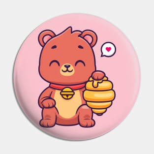 Cute Bear Sitting With Honeycomb Cartoon Pin