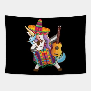 Mexican Dabbing Unicorn Cinco De Mayo Poncho Sombrero Guitar Tapestry