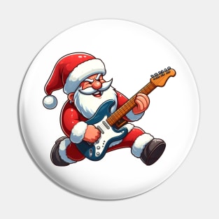 Santa Claus Playing Electric Guitar Pin