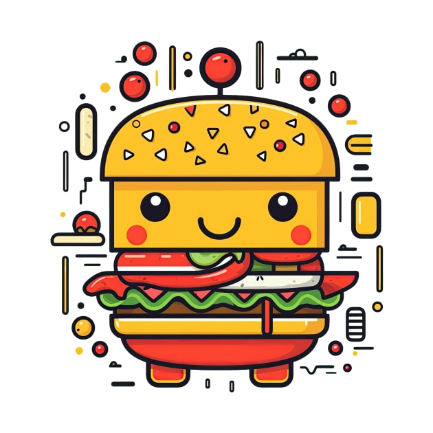 cute burger cartoon by HeyDesignCo