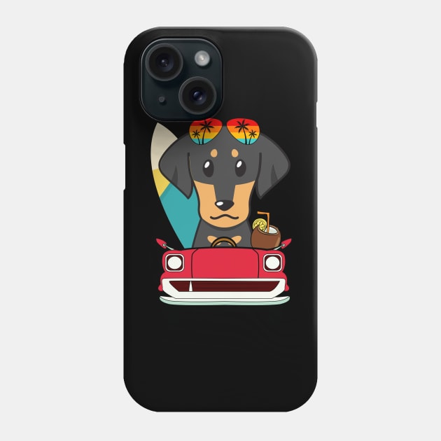 Surfer dachshund driving to the beach Phone Case by Pet Station
