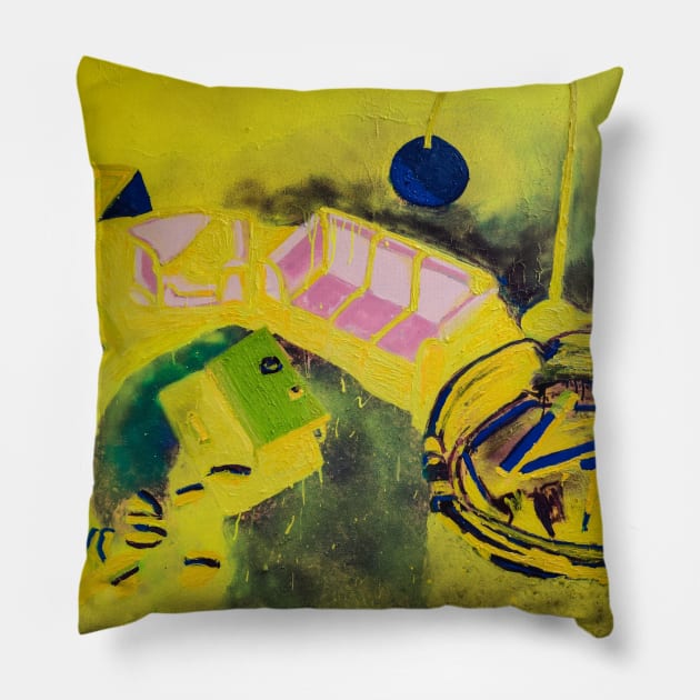 Yellow Interior Painting Pillow by MihaiCotiga Art