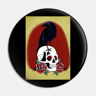 Raven Skull Pin