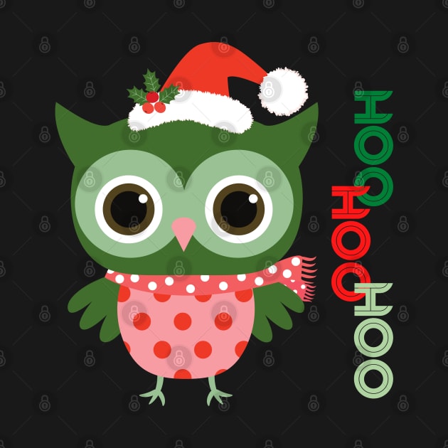 Hoo Hoo Hoo Owl Christmas Holiday Santa by Apathecary