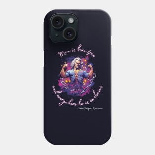 Man is born free and everywhere he is in chains - dark - Jean Jaques Rousseau, Social Contract Philosophy Design Phone Case