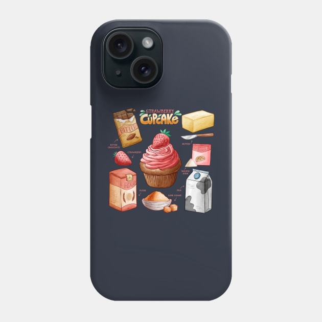 Strawberry Cupcake Ingredients Phone Case by Mako Design 