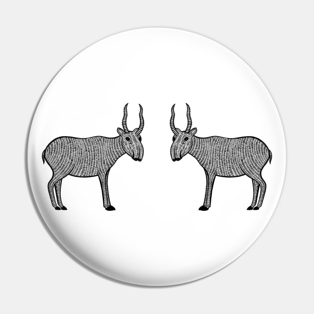 Saiga Antelopes in Love - cute antelope design - light colors Pin by Green Paladin
