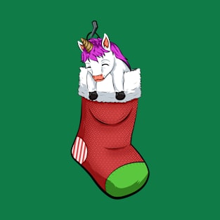 christmas sock unicorn funny T-Shirt