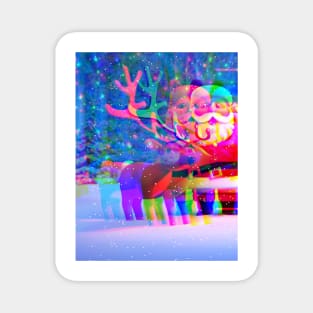 Psychedelic Trippy Xmas Santa and Reindeer Magnet