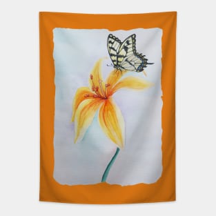 Watercolor Botanical Eastern Tiger Swallowtail Butterfly Tapestry