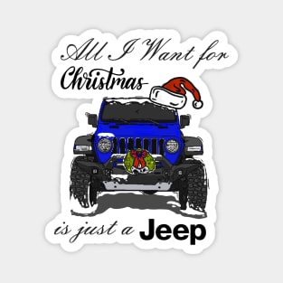 Christmas Jeep Blue Magnet