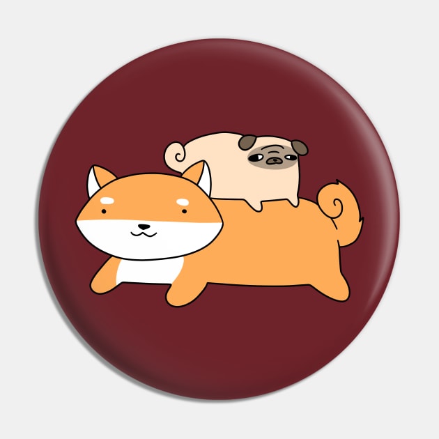 Shiba and Little Pug Pin by saradaboru