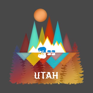 Utah Nature Life Outdoors Mountains Bear Lover Abstract Triangles T-Shirt