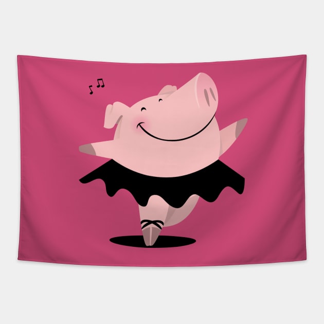 Ballerina Pig Tapestry by ilaamen