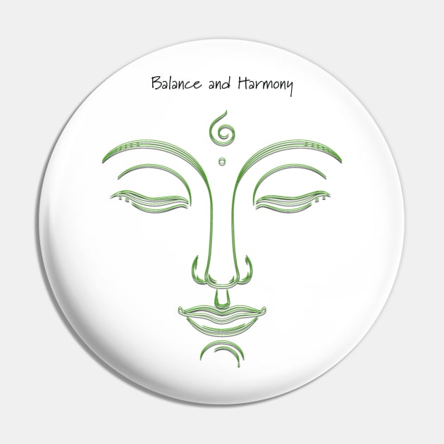 Buddha Babe T-Shirt - Balance and Harmony  - Green print design Pin by JTEESinc