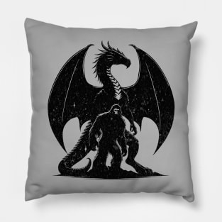 Bigfoot Sasquatch Year of The Dragon Pet Cryptid Legend Believer Silhouette Pillow