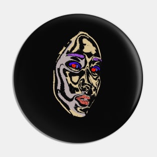 Coloured mask , reflection of a woman Pin