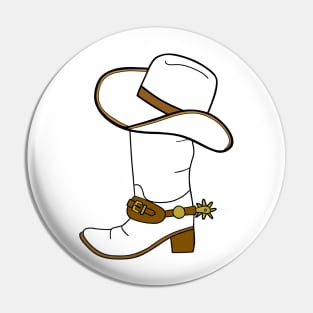 WHITE Cowboy Boot And Hat Pin