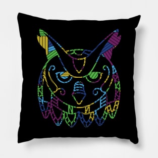 Funny owl colorful t-shirt Pillow