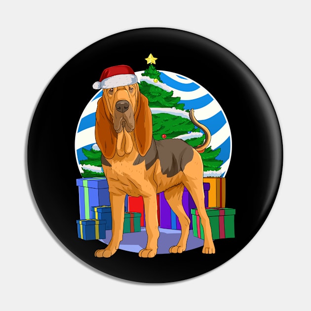 Bloodhound Dog Cute Santa Christmas Gift Pin by Noseking