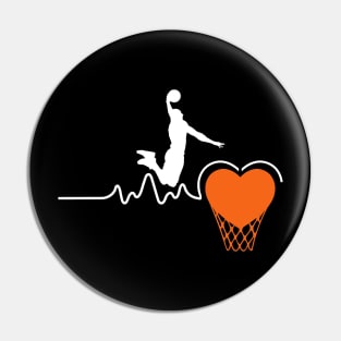 Funny Basketball Heartbeat Gift For Men And Boys - Basketball Lover Pin