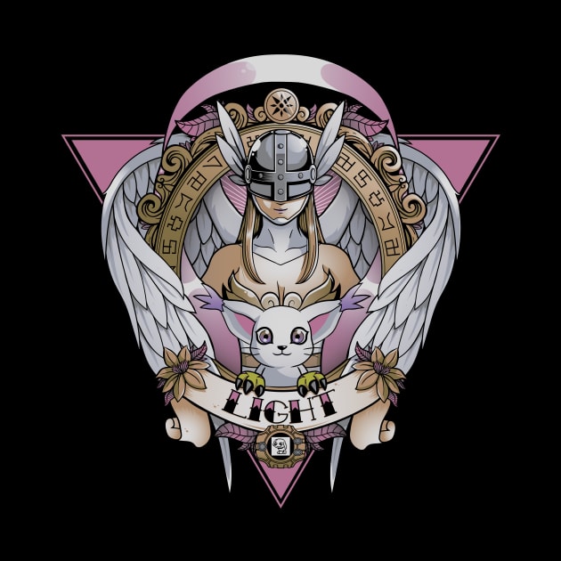 Digimon of light Angewomon - Angel wings - Cat Gatomon Tattoo by Typhoonic