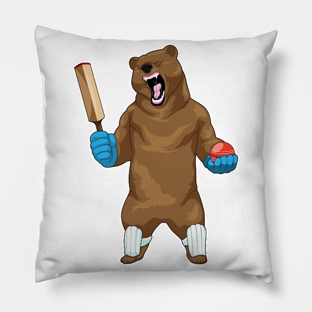 Bear Cricket Cricket bat Pillow by Markus Schnabel