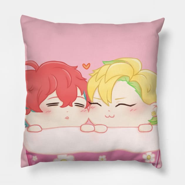 sleepy doppo and hifumi hypmic Pillow by annamustdie