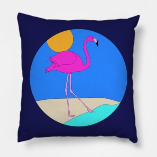 Pink Flamingo Testing the Waters Pillow