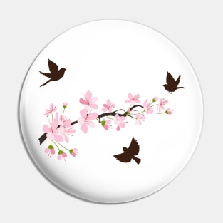 Sakura Birds Pin