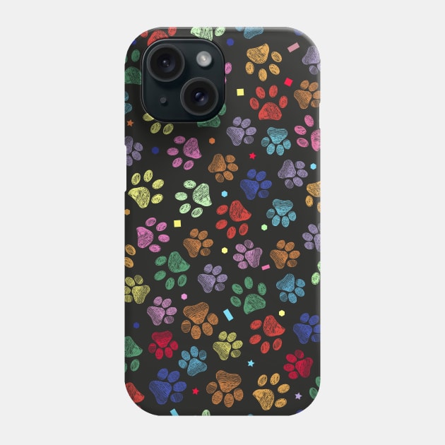 Doodle colorful paw print Phone Case by GULSENGUNEL