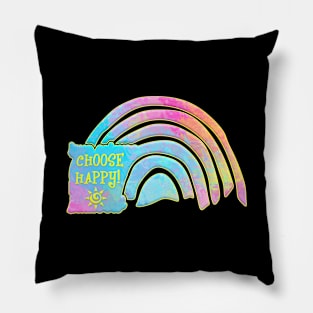 Choose Happy Positive Vibes Pastel Rainbow Pillow