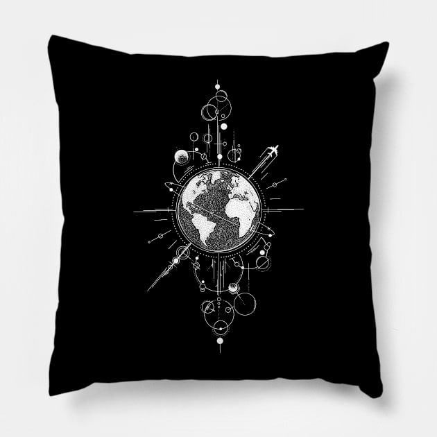 Travel The World x White Pillow by P7 illustrations 