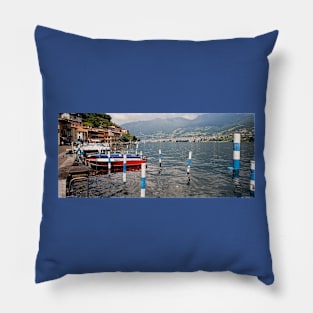 Picturesque Italian Village on the Largest Lake Island in Europe Pillow