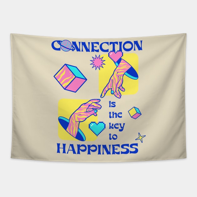 "Connection Is Key To Happiness" - Inspirational Quotes On Yoga Tapestry by i am Cuta